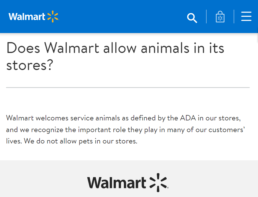 Are Dogs Allowed In Walmart